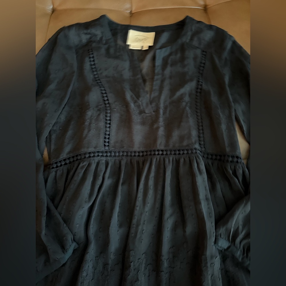 Anthropologie Vanessa Virginia Long Sleeve Black Dress 4 - Picture 5 of 8